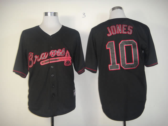 Men Atlanta Braves 10 Jones Black Fashion MLB Jerseys